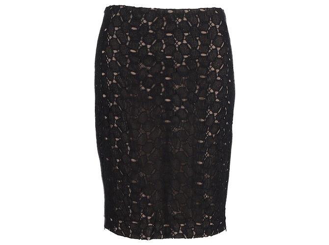 Diane Von Furstenberg Clover Spitzen-Bleistiftrock aus schwarzem Polyester