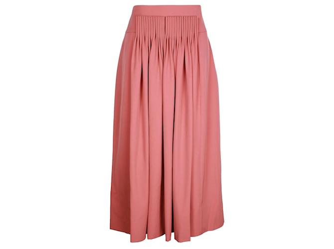 Hermès Hermes Front-Pleat Midi Skirt in Pink Wool  ref.1017915