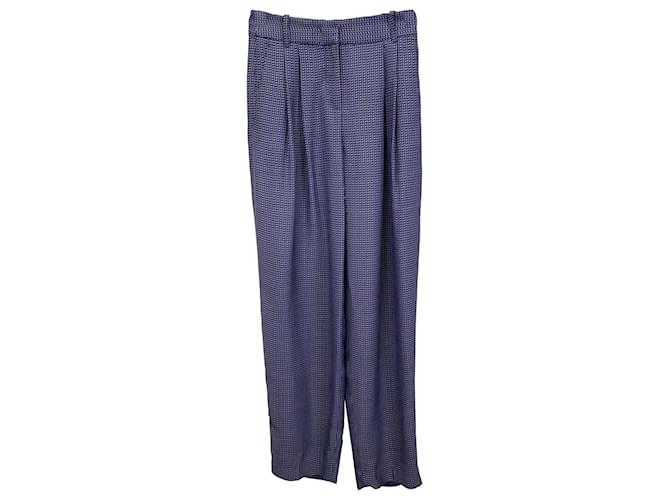 Pantalon plissé à motifs Giorgio Armani en viscose bleue Fibre de cellulose  ref.1017989