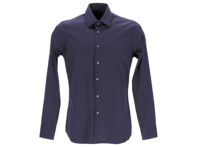 Camisa de vestir clásica Prada en algodón azul marino  ref.1017998
