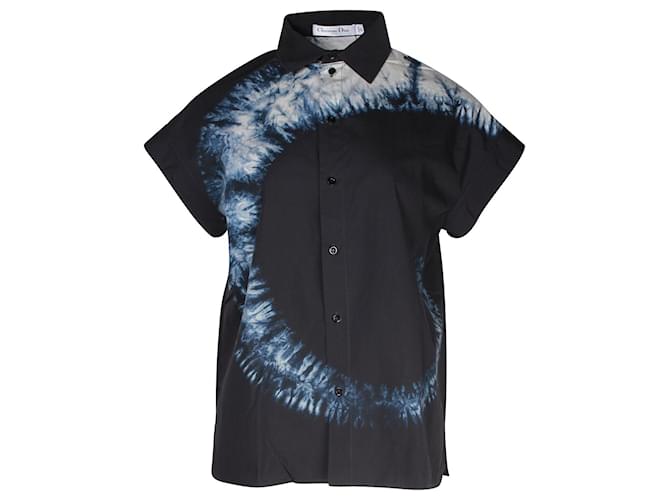 Christian Dior Tie-Dye Short Sleeve Shirt in Navy Blue Cotton  ref.1018007