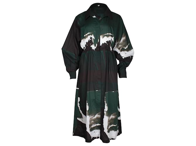 Robe chemise mi-longue imprimée Dries Van Noten en coton multicolore  ref.1018011