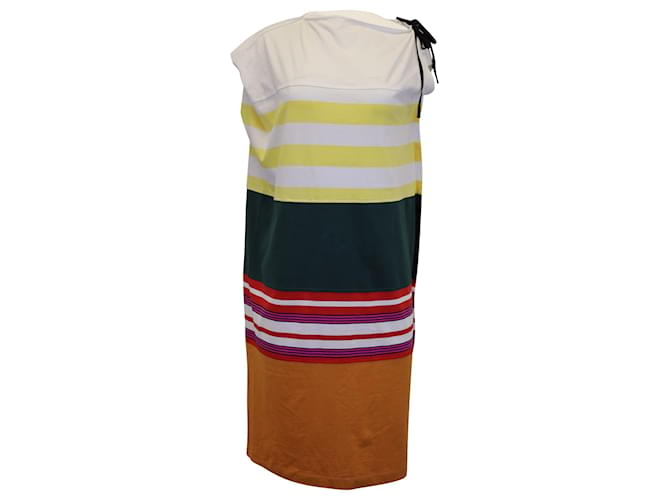Marni Striped Midi Dress in White Cotton  ref.1018046