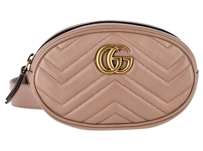 Bolsa de cinto Gucci GG Marmont em couro cinza Marrom  ref.1018057