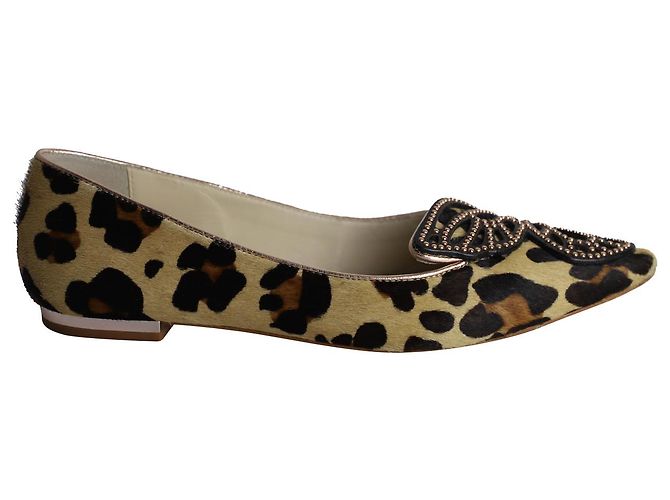 Bailarinas con mariposas Bibi de Sophia Webster con pelo de potro con estampado animal