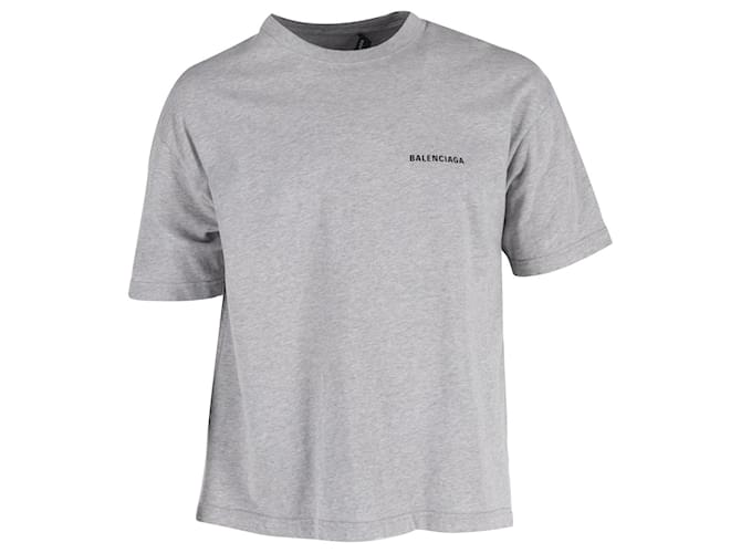 Balenciaga Turn Logo T-Shirt in Grey Cotton  ref.1018135
