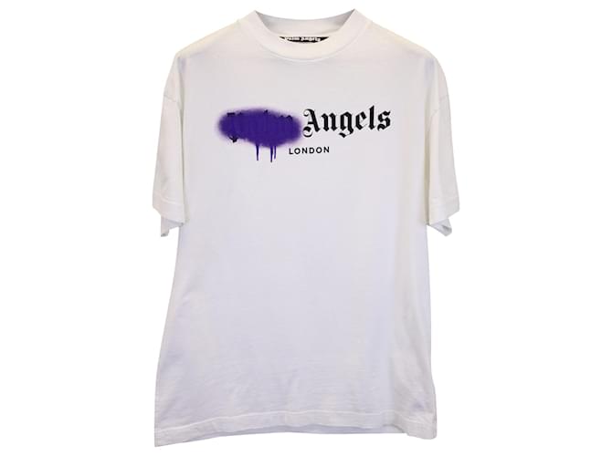 Palm Angels London Sprayed T-shirt in White Cotton ref