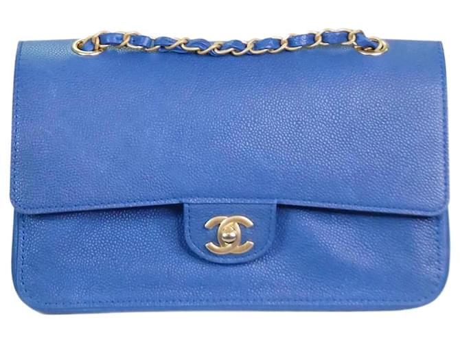 Chanel Lambskin Quilted Lacquered Chain Flap Bag Blue – Sacdelux