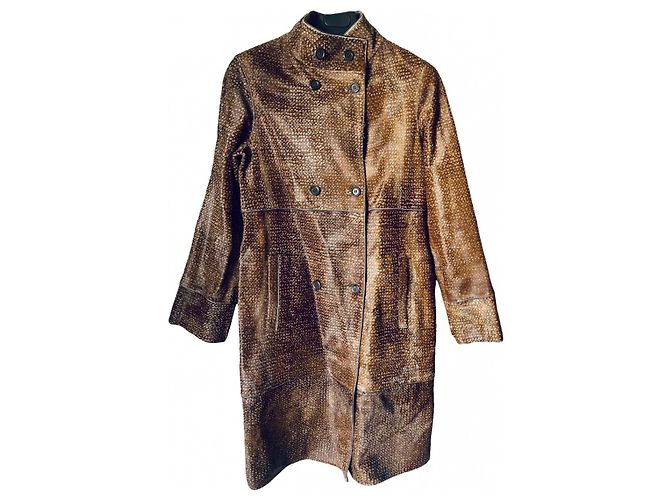 Hugo Boss Lambskin long coat and down Brown Camel