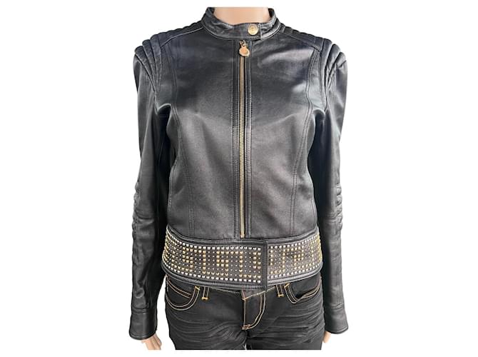 Versace For H&M Coats, Outerwear Black Leather  ref.1018279