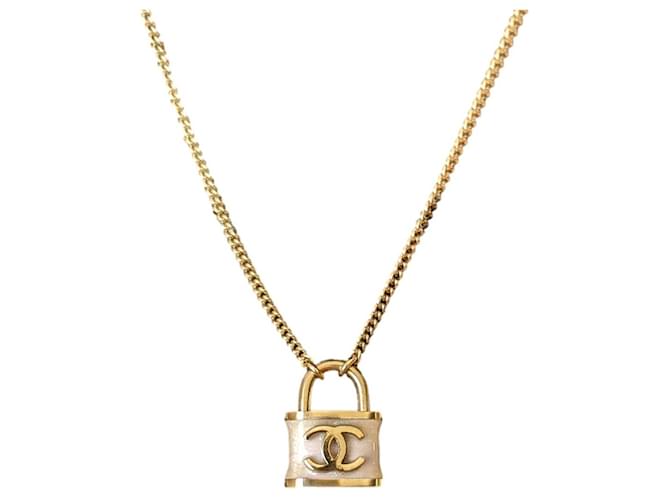 Chanel CC B18P Logo Pink Padlock Enamel Necklace RARE box receipt Metal  ref.1018284