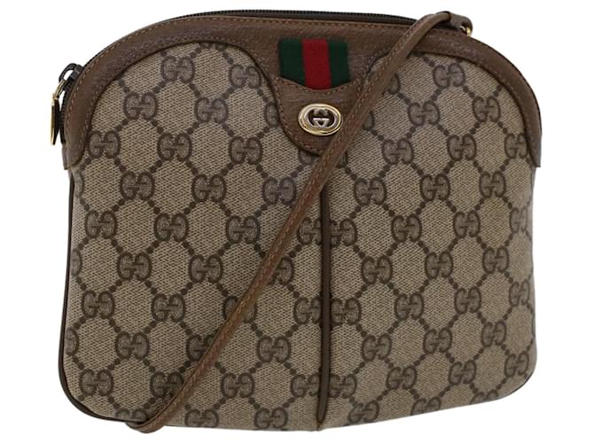 GUCCI GG Canvas Web Sherry Line Shoulder Bag Beige Red Green Auth tb748  ref.1018635