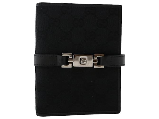 Capa GUCCI GG Canvas Jackie Day Planner Couro Preto Auth yk7939  ref.1018644