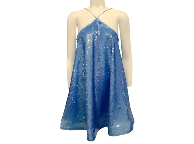 Vestido Alexis Azure Shana Halter com lantejoulas Azul Poliéster  ref.1018728