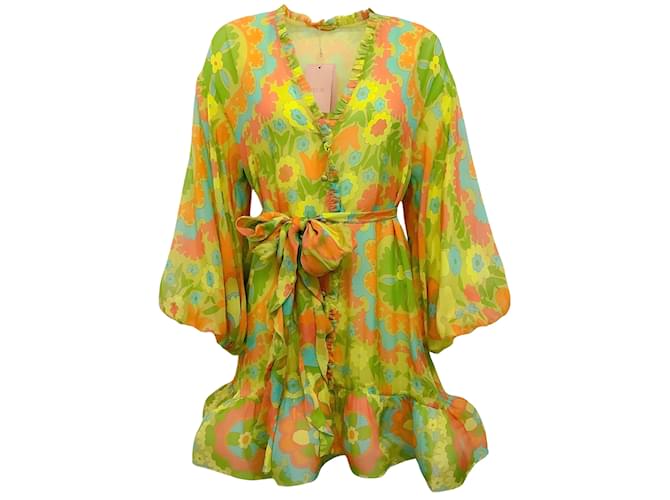 Alexis Green Multi Floral Analia Dress Multiple colors Polyester  ref.1018731