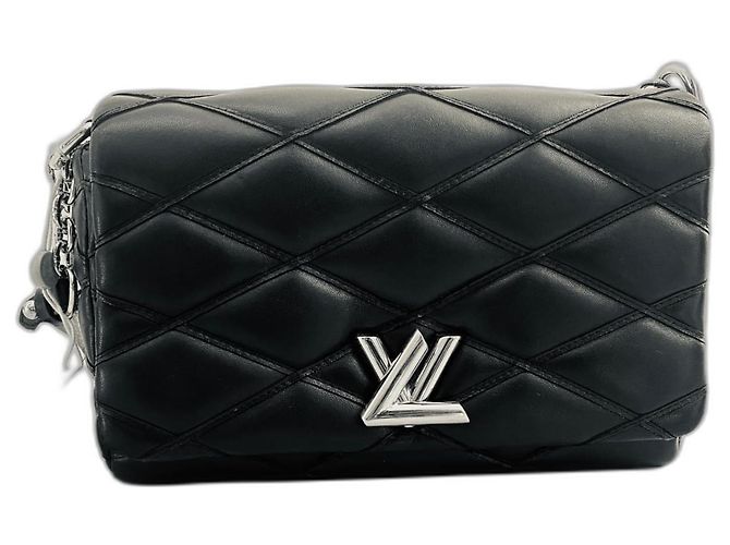 Bolsa GO Louis Vuitton de couro preto -14 Excelente état