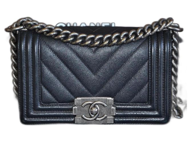 Borsa mini Chanel Boy Nero Silver hardware Pelle