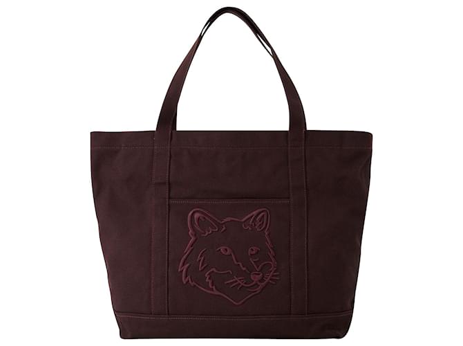Autre Marque Tote Bag Classique Fox Head - Maison Kitsune - Canvas - Pecan Brown Cloth  ref.1018974