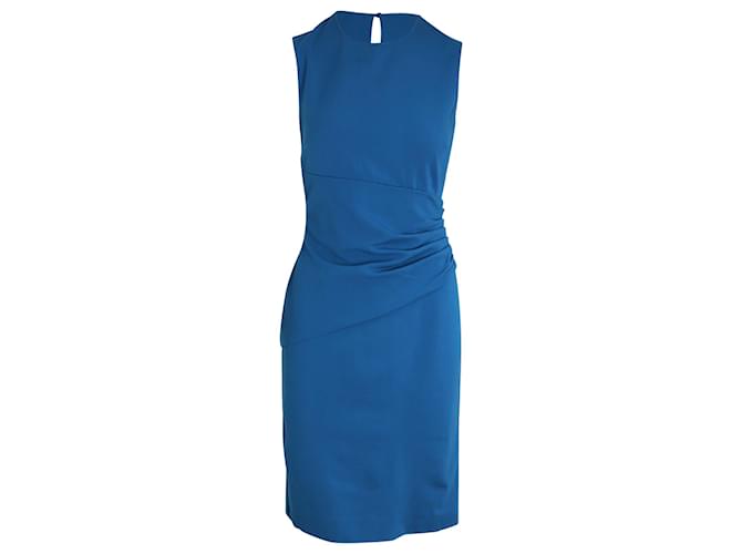 Vestido drapeado lateral sem mangas Diane Von Furstenberg em viscose azul Fibra de celulose  ref.1018995