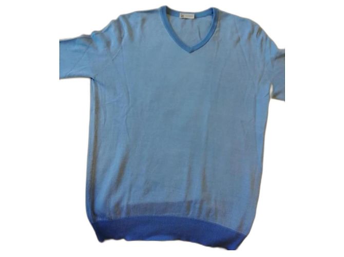 Colombo Pullover Hellblau aus Baumwolle und Seide 