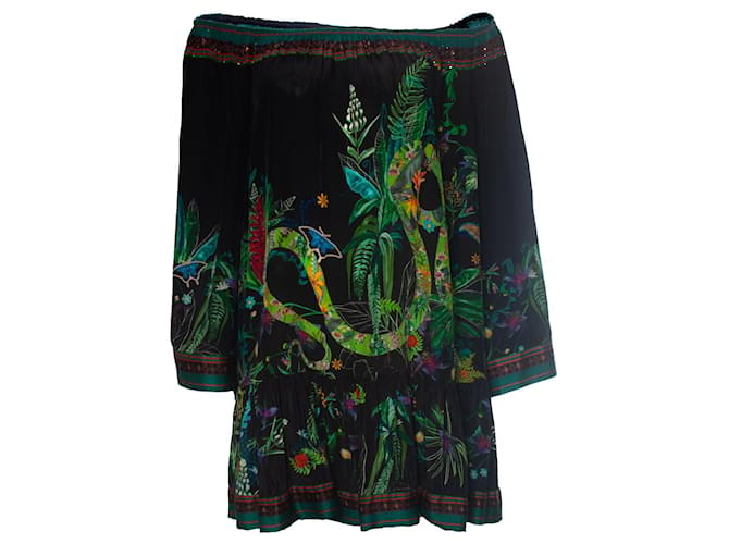Autre Marque Camilla, dress with jungle print Black Silk  ref.1019196