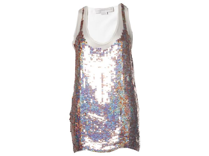 Stella Mc Cartney Stella McCartney, camiseta sin mangas con lentejuelas Blanco