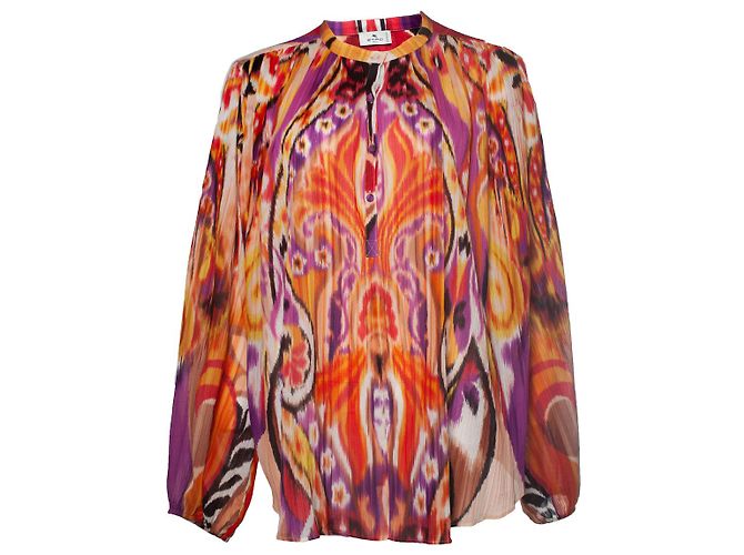 ETRO, camicetta stampata velata multicolore