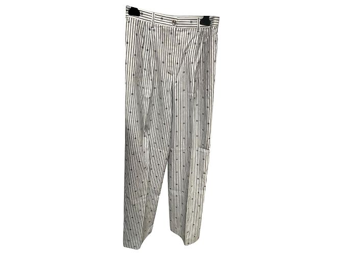 Chanel Pantalones, polainas Negro Blanco