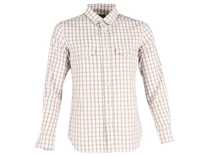 Camisa Tom Ford Slim-Fit Gingham Western em algodão bege  ref.1019283