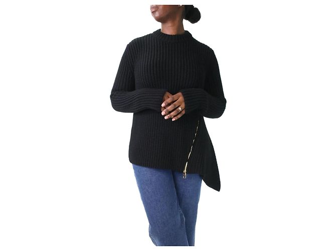 Salvatore Ferragamo Pull zippé côtelé noir - taille M