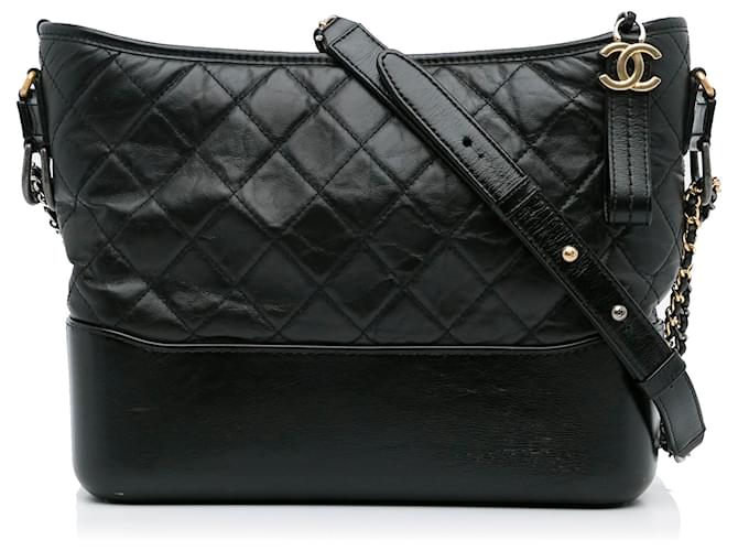 Chanel Black Quilted Leather Gabrielle Large Hobo Shoulder Bag