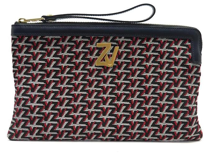 NEW ZADIG & VOLTAIRE ZV INITIAL POUCH MONOGRAM CANVAS LEATHER NEW POUCH  Navy blue ref.1019673 - Joli Closet