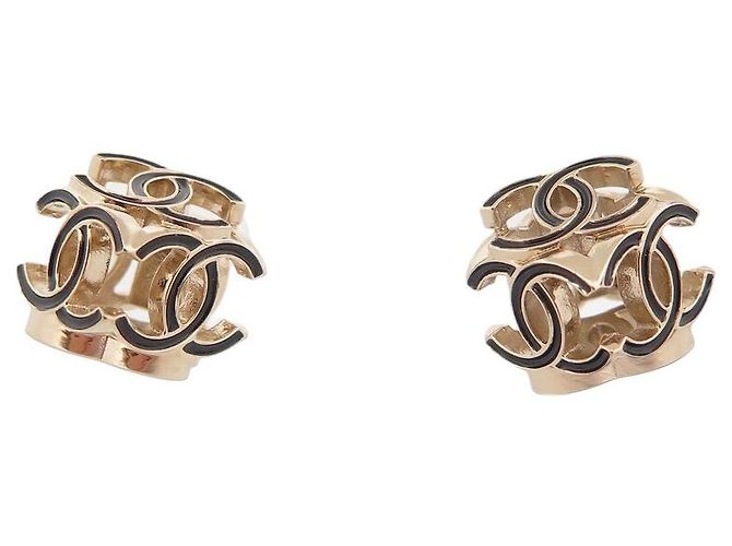 PENDIENTES CHANEL CHIPS CUBE LOGO CC 3PENDIENTES D METAL ACERO DORADO