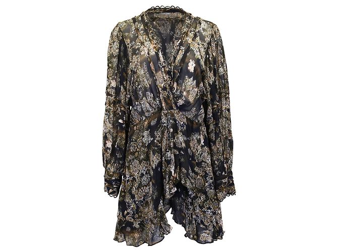Minivestido estampado con efecto cruzado Patchak de viscosa negra de IRO