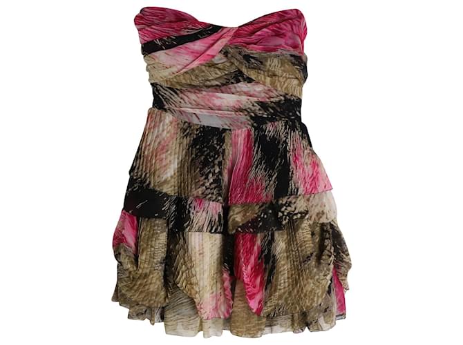 Diane Von Furstenberg Brighton Strapless Tiered Mini Dress in Multicolor Silk Multiple colors  ref.1019816