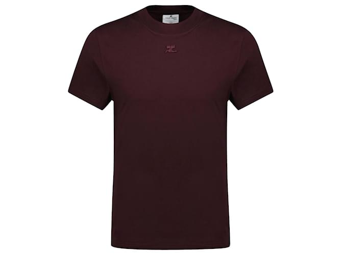 AC Straight T-Shirt – Courreges – Baumwolle – Bordeaux Rot  ref.1019827