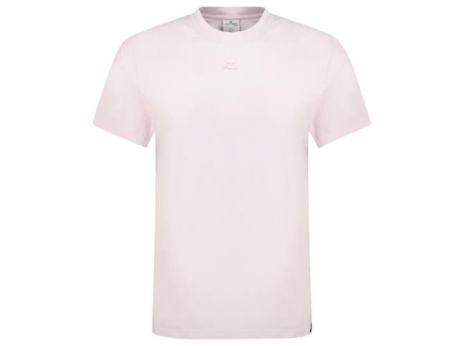 Ac Straight T-Shirt – Courreges – Baumwolle – Puderrosa Pink  ref.1019860