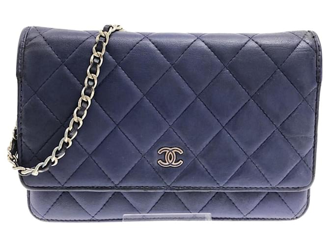 Chanel Wallet on Chain Navy blue Leather ref.1019950 - Joli Closet