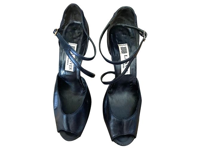 Vintage Lanvin leather pumps Dark blue