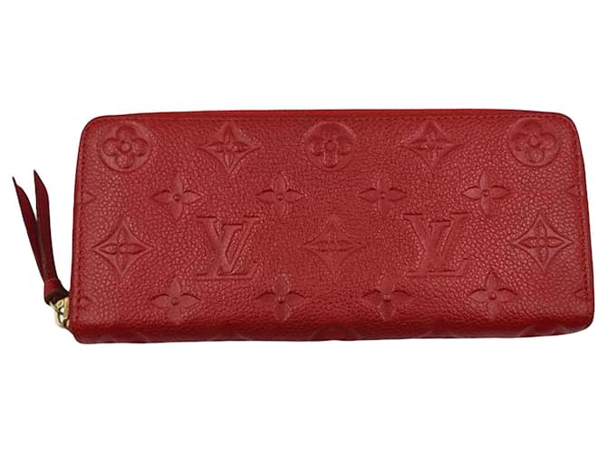 Auth Louis Vuitton Monogram Empreinte Portofeuil Clemence M60169 Wallet  Cerise