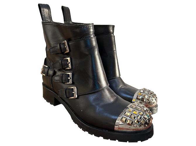 Botas Biker Miu Miu de piel negra Negro