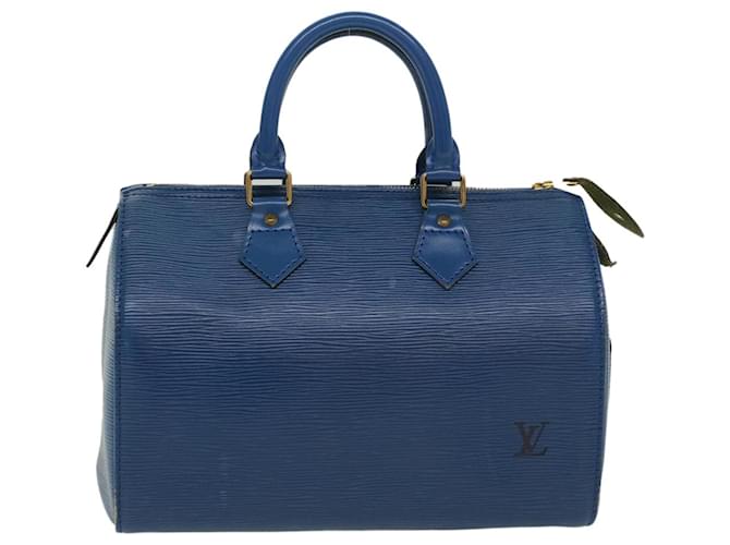 Louis Vuitton Epi Speedy 25 Bolsa de Mão Azul Toledo M43015 Autenticação de LV 48898 Couro  ref.1020231