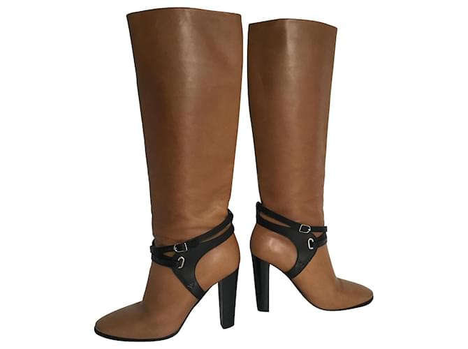 Hermès Hermes Strap Leather Boots Brown  ref.1020327