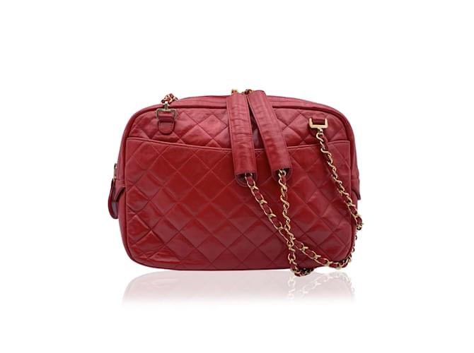 Chanel Shoulder Bag Vintage Camera Bag Red Leather ref.1020446