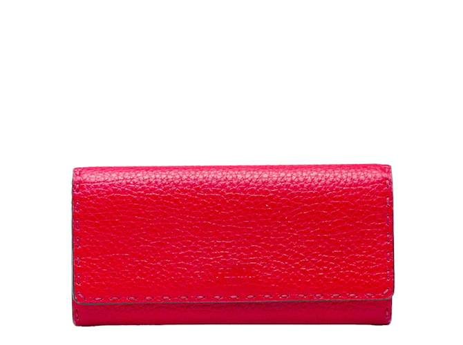 Fendi Selleria Leather Flap Wallet 8M0384 Pink Pony-style calfskin  ref.1020540