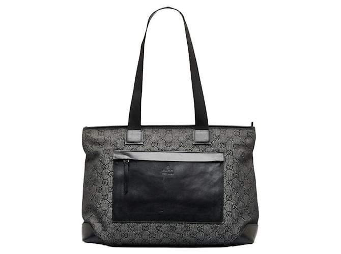 Gucci GG Canvas & Leather Tote Bag 34339 Black Cloth  ref.1020557
