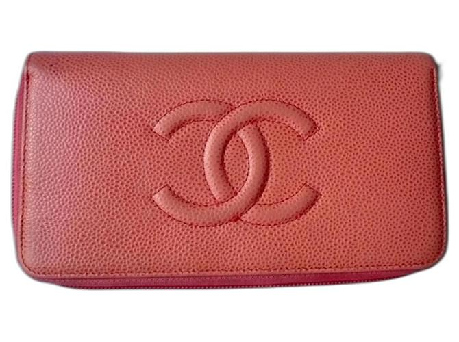CHANEL Timeless long wallet in coral caviar leather  ref.1020844