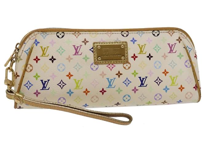 Authentic Louis Vuitton Multicolor Monogram Canvas Leather Kate Clutch Bag