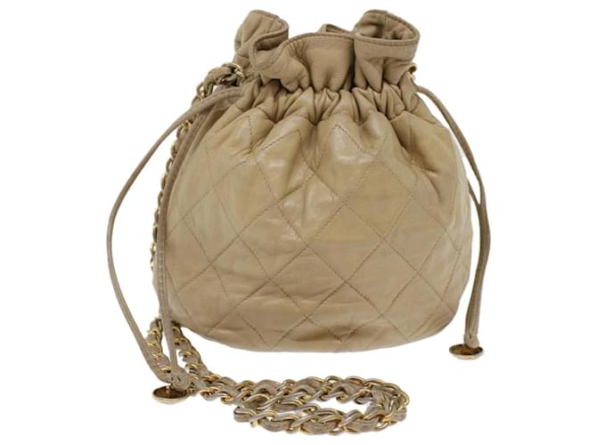 CHANEL Chain Shoulder Bag Lamb Skin Beige CC Auth bs6856 ref.1020997 - Joli  Closet