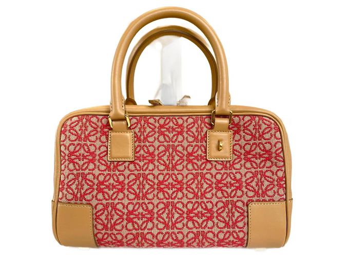 Bolsa Loewe Amazona 23 em jacquard e couro bege